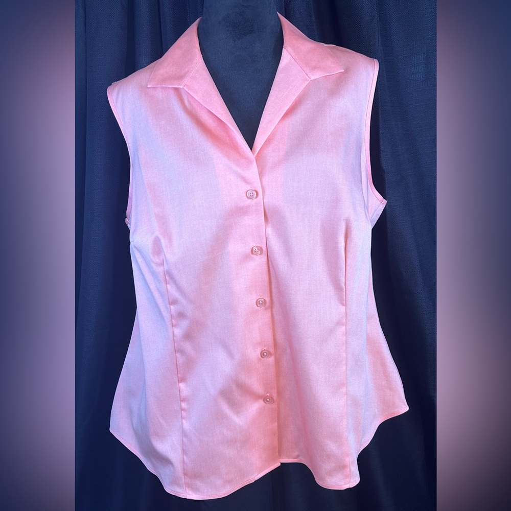 NWT Jones New York Women's Easy Care Sleeveless Button Down Shirt in Rose 1X a30